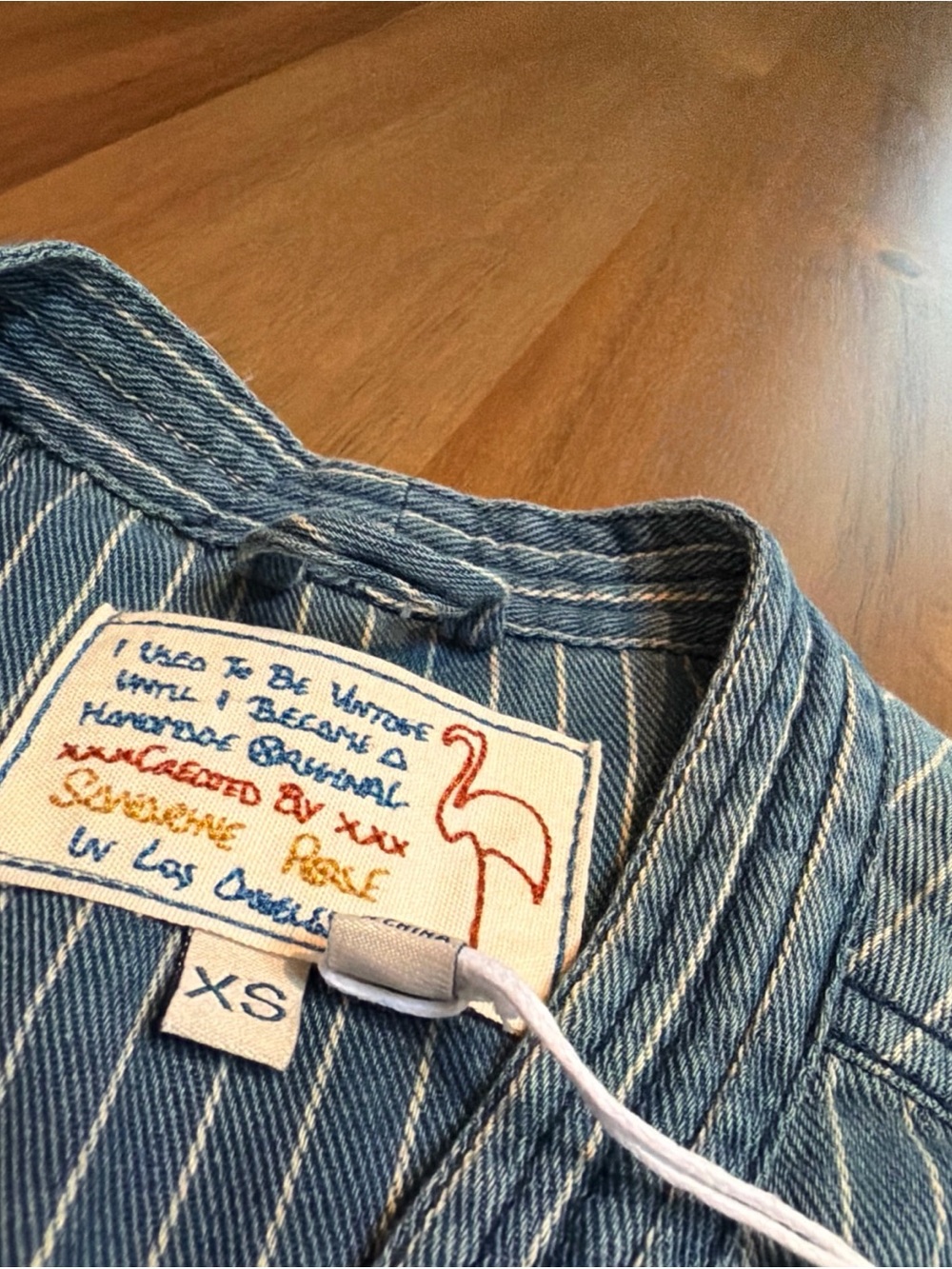 Free People X Sandrine Rose Striped Denim Jumpsuit NWT Coveralls Zip Utility XS - Picture 4 of 10